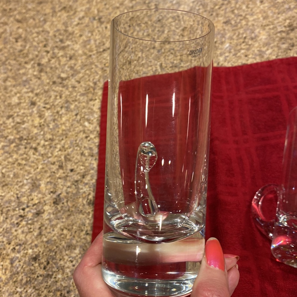NWT 2 Krosno Poland Crystal Handled Glasses - Picture 6 of 17